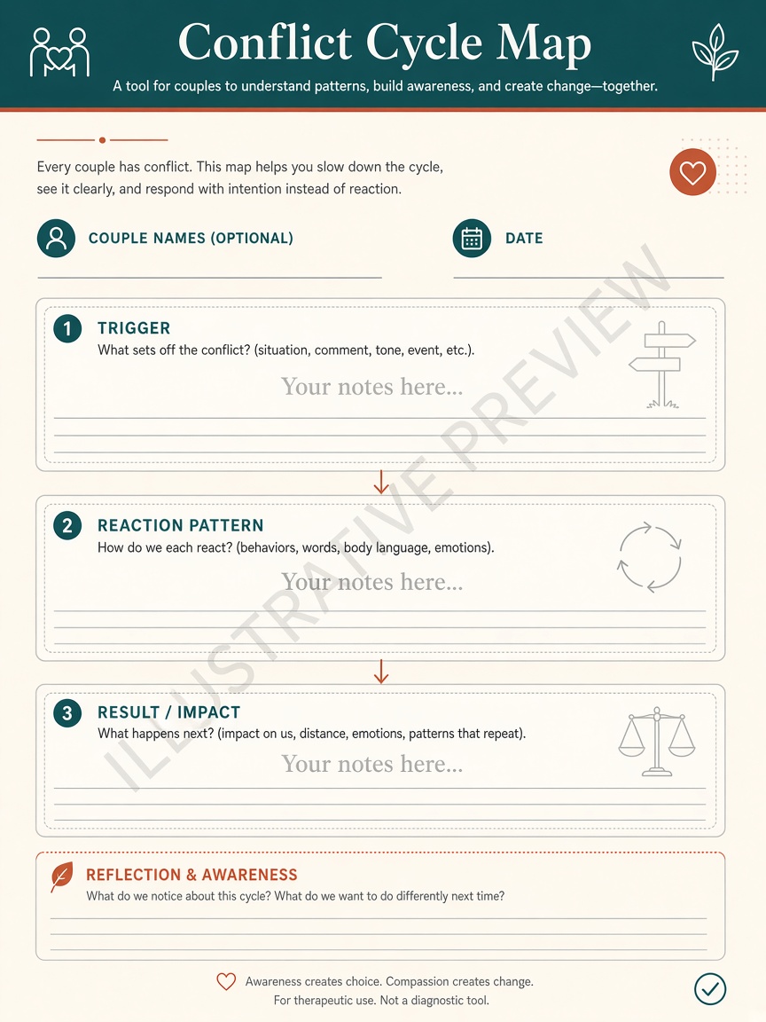 Illustrative worksheet preview — conflict cycle conceptual layout